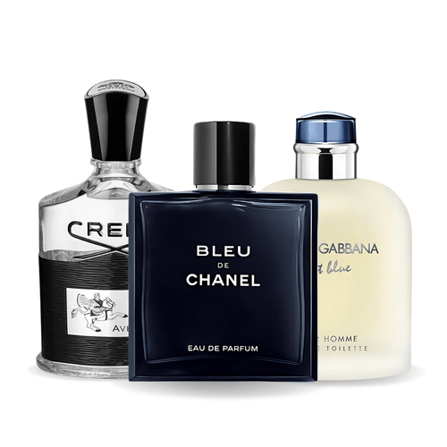 3 parfüm készlet Bleu de Chanel, Creed Aventus, Light Blue Dolce Gabbana 100ml