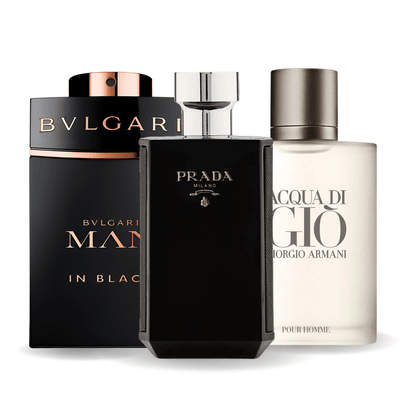 3 parfüm készlet Bvlgari In Black, Giorgio Armani Acqua Di Gio, L'Homme Prada Intense 100ml