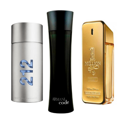 3 parfüm készlet 212 Men NYC, Paco Rabanne One Milion, Armani Code Homme 100ml